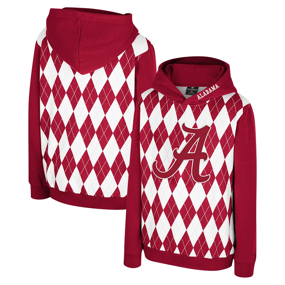 Sweat à capuche enfiler Dealio pour jeunes Colosseum Crimson Alabama Tide Argyle