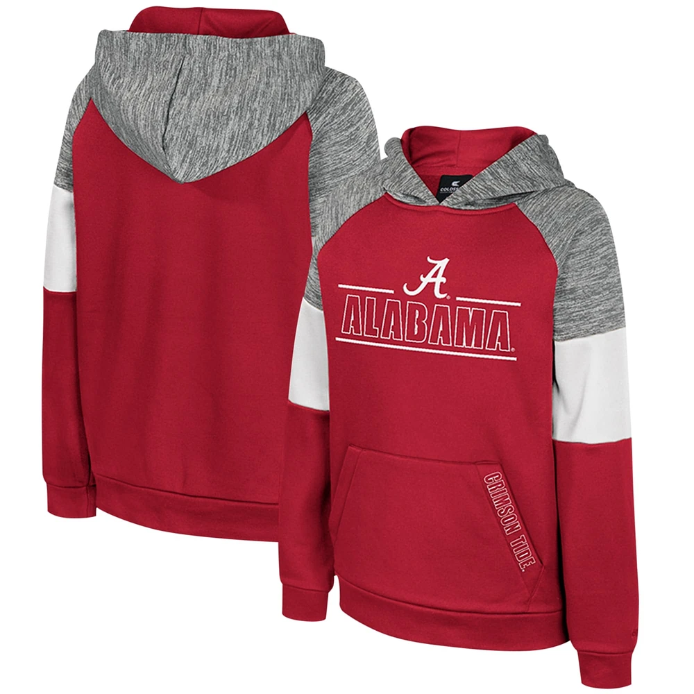 Sweat à capuche Raglan pour jeunes Colosseum Crimson Alabama Tide Live Hardcore