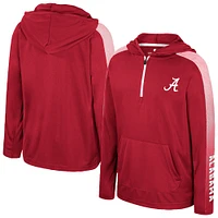 Coupe-vent à capuche et manches longues avec fermeture éclair quart de tour pour jeunes Colosseum Crimson Alabama Tide Lumen