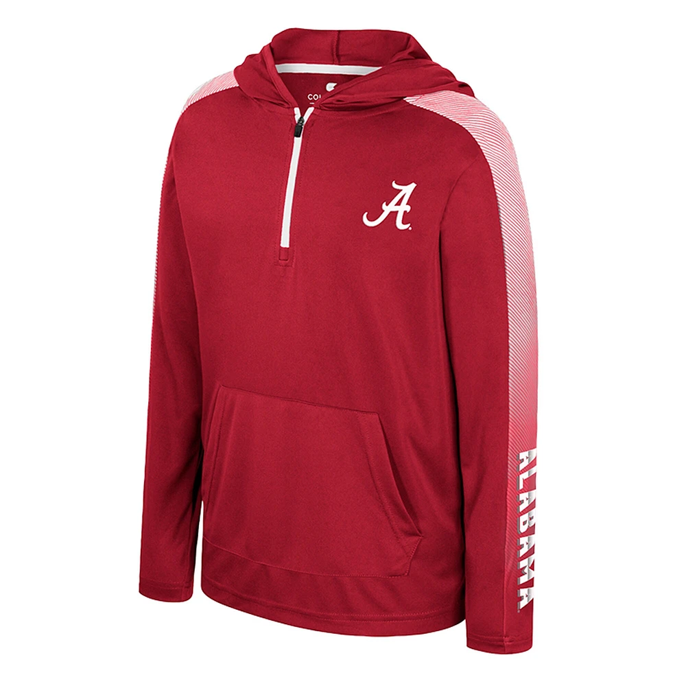 Coupe-vent à capuche et manches longues avec fermeture éclair quart de tour pour jeunes Colosseum Crimson Alabama Tide Lumen