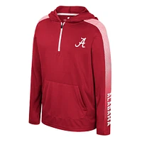 Coupe-vent à capuche et manches longues avec fermeture éclair quart de tour pour jeunes Colosseum Crimson Alabama Tide Lumen