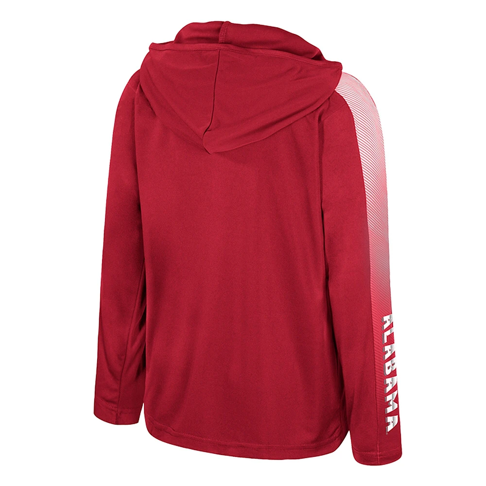 Coupe-vent à capuche et manches longues avec fermeture éclair quart de tour pour jeunes Colosseum Crimson Alabama Tide Lumen