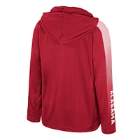 Coupe-vent à capuche et manches longues avec fermeture éclair quart de tour pour jeunes Colosseum Crimson Alabama Tide Lumen