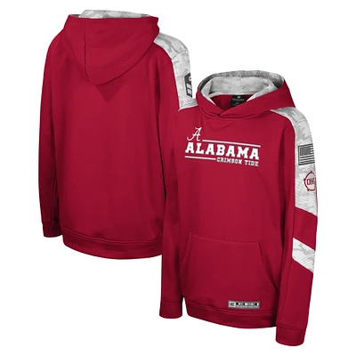 Sweat à capuche pour jeunes Colosseum Crimson/Alabama Crimson Tide OHT Appréciation militaire Hummer