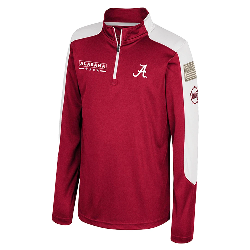 Youth Colosseum  Crimson Alabama Tide OHT Military Appreciation Cyclone Quarter-Zip Windshirt