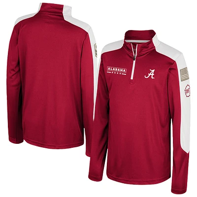 Youth Colosseum  Crimson Alabama Tide OHT Military Appreciation Cyclone Quarter-Zip Windshirt