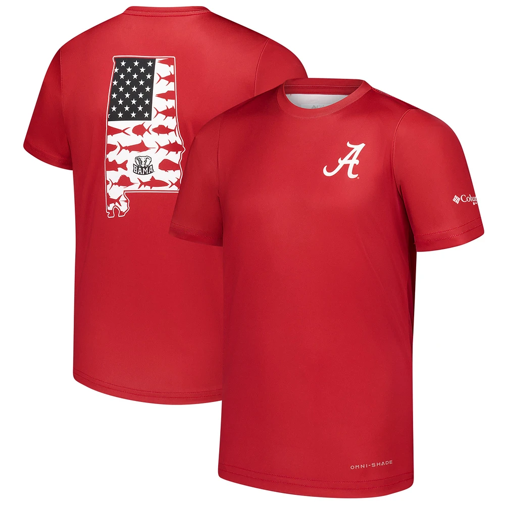 Youth Columbia Crimson Alabama Tide Terminal Tackle Omni-Shade T-Shirt