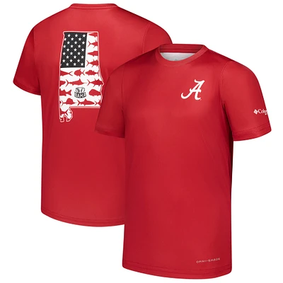 T-shirt Omni-Shade Terminal Tackle pour jeunes Columbia Crimson Alabama Tide