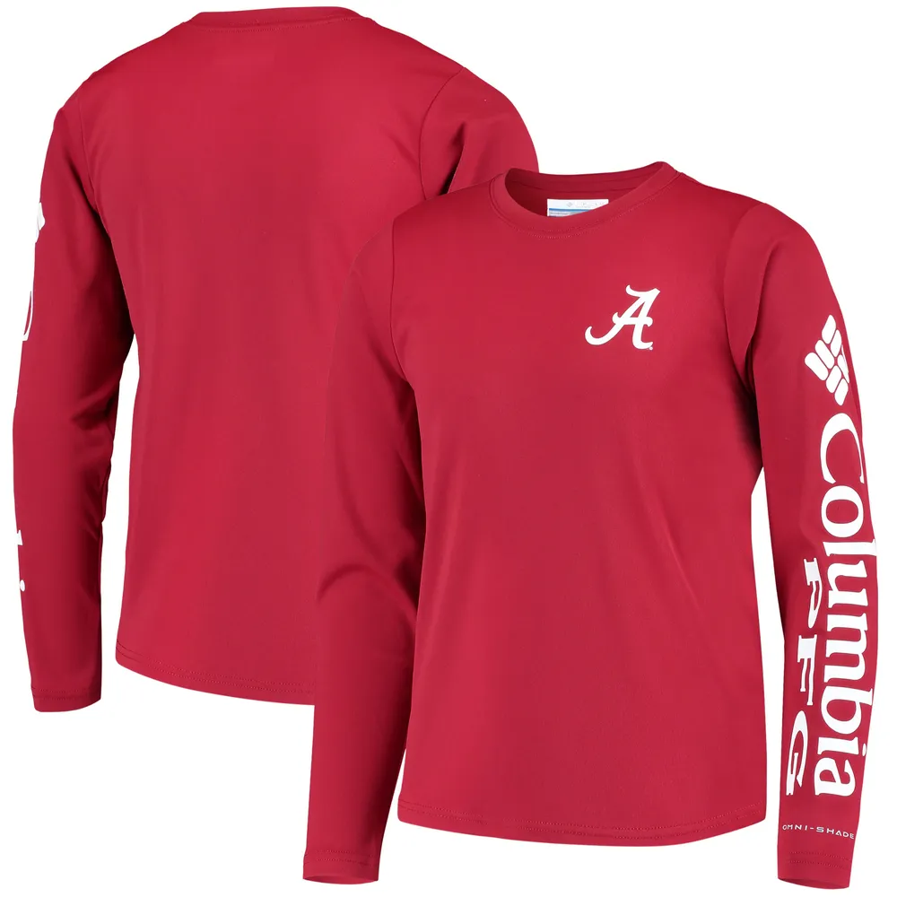 Columbia Men's Alabama Crimson Tide Crimson Terminal Tackle Long Sleeve T-Shirt, Medium, Red