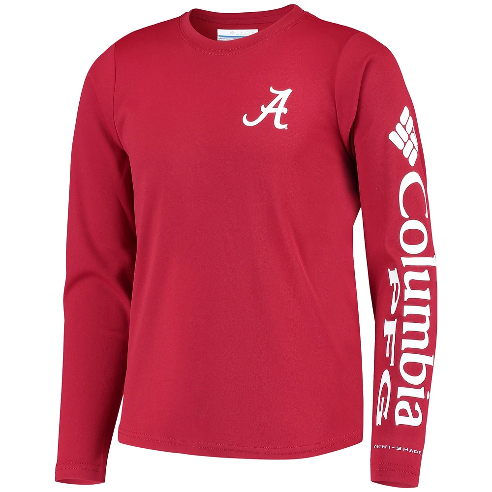 Youth Crimson Alabama Tide PFG Terminal Tackle Long Sleeve Omni-Shade T-Shirt