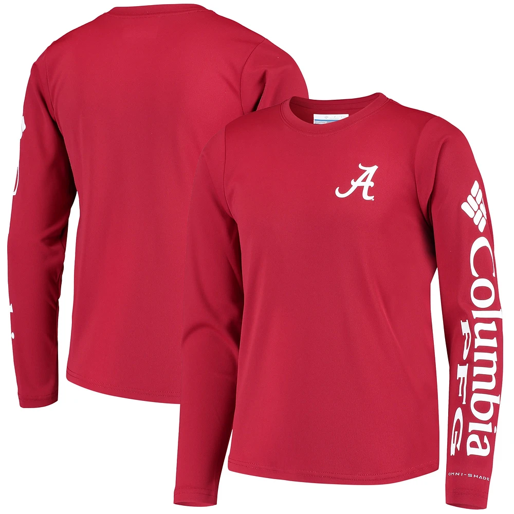 Youth Crimson Alabama Tide PFG Terminal Tackle Long Sleeve Omni-Shade T-Shirt