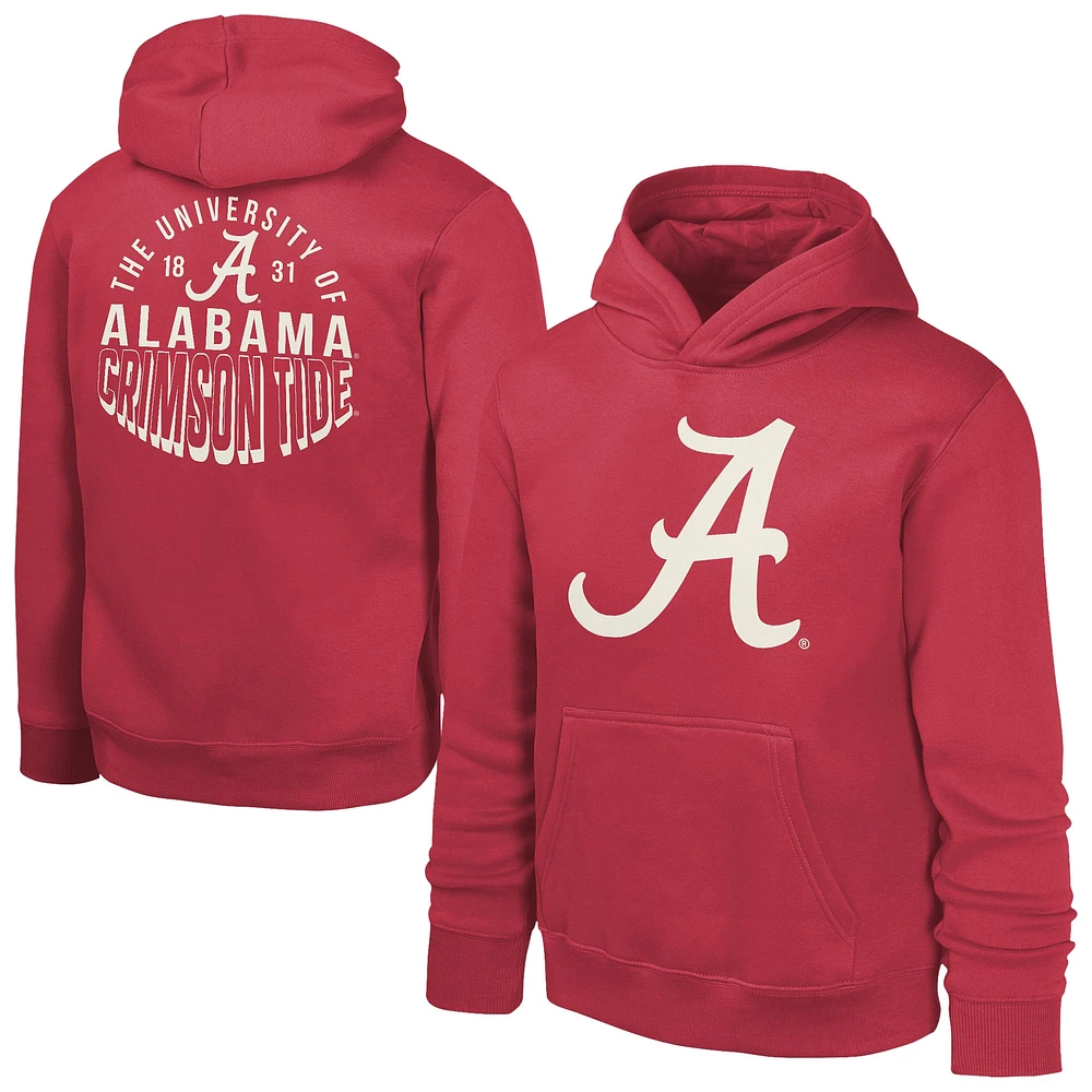 Youth Crimson Alabama Tide Team Banner Fleece Pullover Hoodie