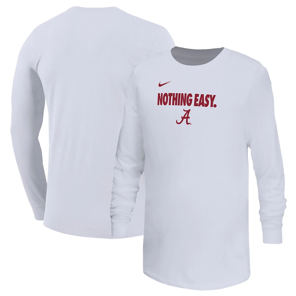 Youth Nike White Alabama Crimson Tide 2025 On-Court Bench Long Sleeve T-Shirt