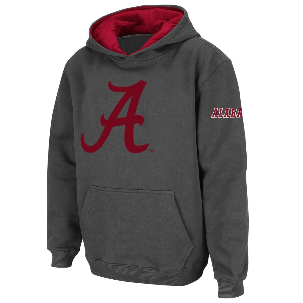 Youth Stadium Athletic Charcoal Alabama Crimson Tide Big Logo Pullover Hoodie