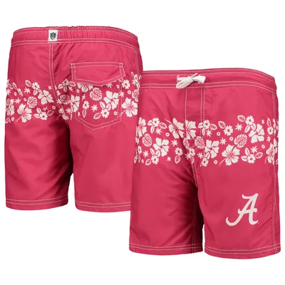 Alabama Crimson Tide Wes & Willy Youth Inset Floral Swim Trunk