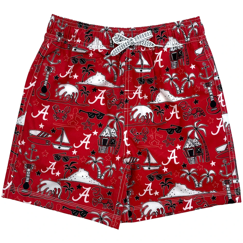 Maillot de bain pour jeunes Wes & Willy Crimson Alabama Tide Luau