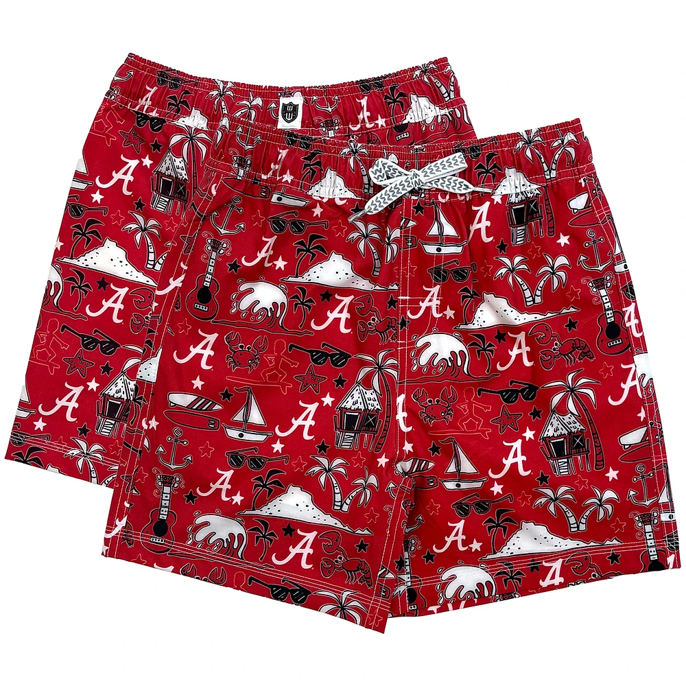Maillot de bain pour jeunes Wes & Willy Crimson Alabama Tide Luau