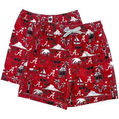 Maillot de bain pour jeunes Wes & Willy Crimson Alabama Tide Luau
