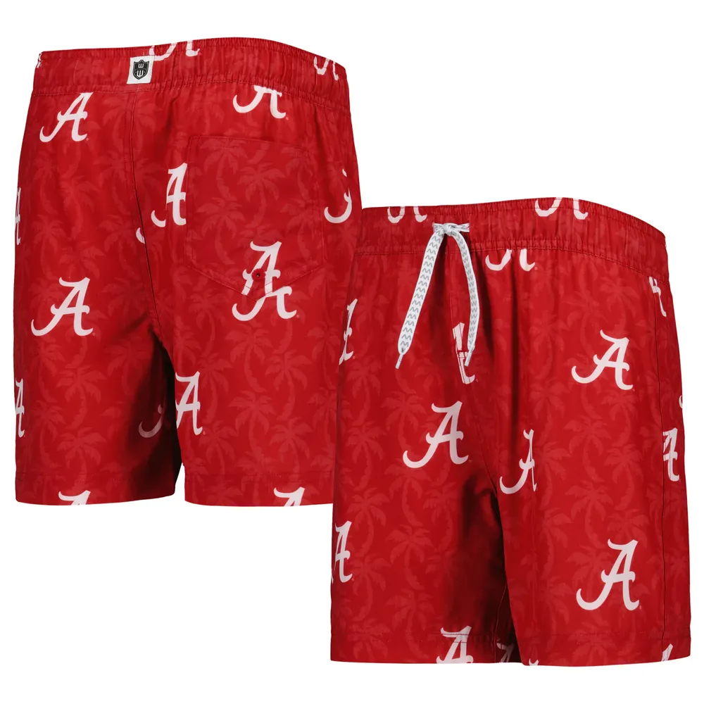 Youth Wes & Willy  Crimson Alabama Tide Palm Tree Swim Shorts