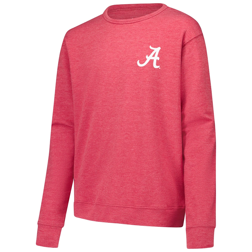 Youth Wes & Willy Crimson Alabama Tide Tri-Blend Go Wild Pullover Sweatshirt