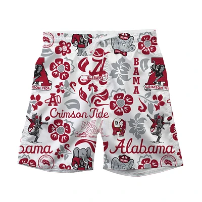 Maillot de bain Vault Tech blanc à imprimé intégral pour jeunes Wes & Willy Alabama Crimson Tide