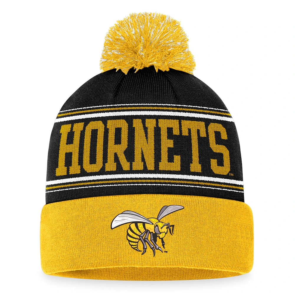 Men's Top of the World  Black Alabama State Hornets Draft Cuffed Knit Hat with Pom