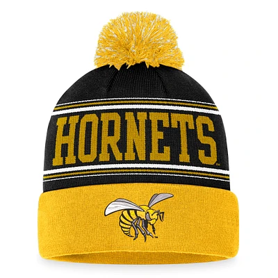 Bonnet en tricot à revers pour hommes Top of the World noir Alabama State Hornets avec pompon