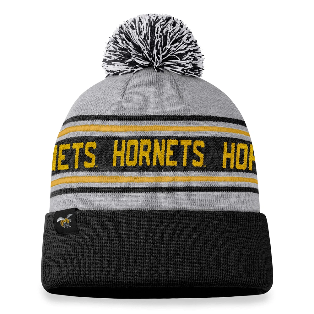 Bonnet en tricot à revers glacial pour hommes Top of the World Heather Grey Alabama State Hornets avec pompon