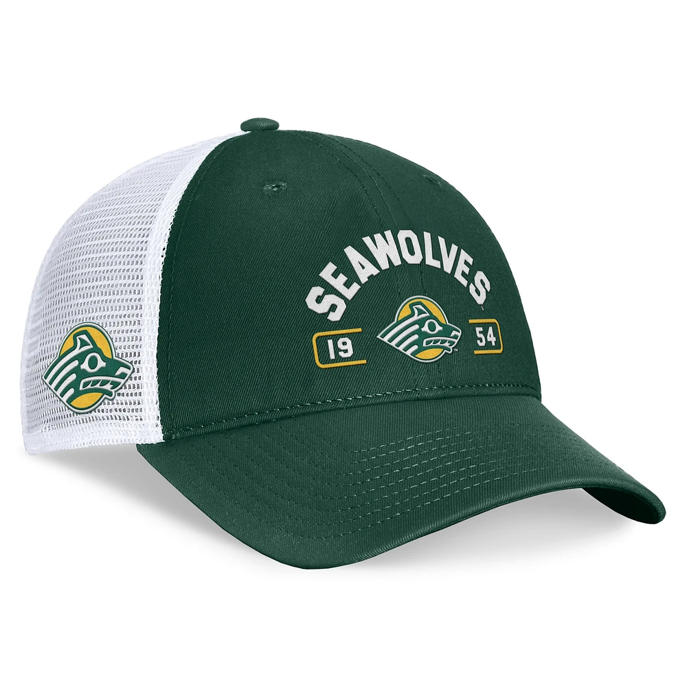 Casquette réglable Top of the World pour hommes, vert/blanc, Alaska Anchorage Seawolves Free Kick Trucker