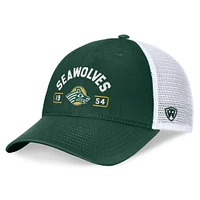 Casquette réglable Top of the World pour hommes, vert/blanc, Alaska Anchorage Seawolves Free Kick Trucker