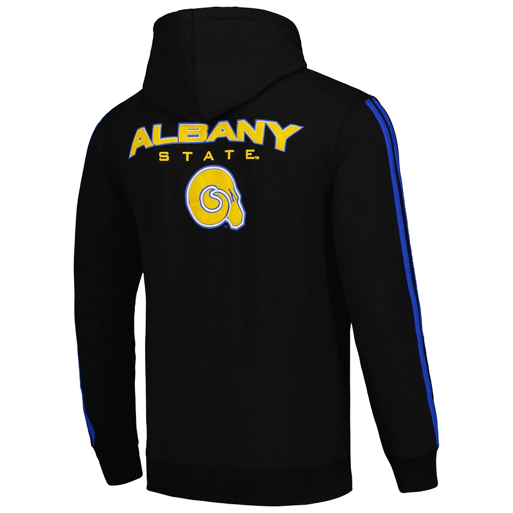 Sweat à capuche surdimensionné rayures FISLL pour hommes, noir, Albany State Golden Rams