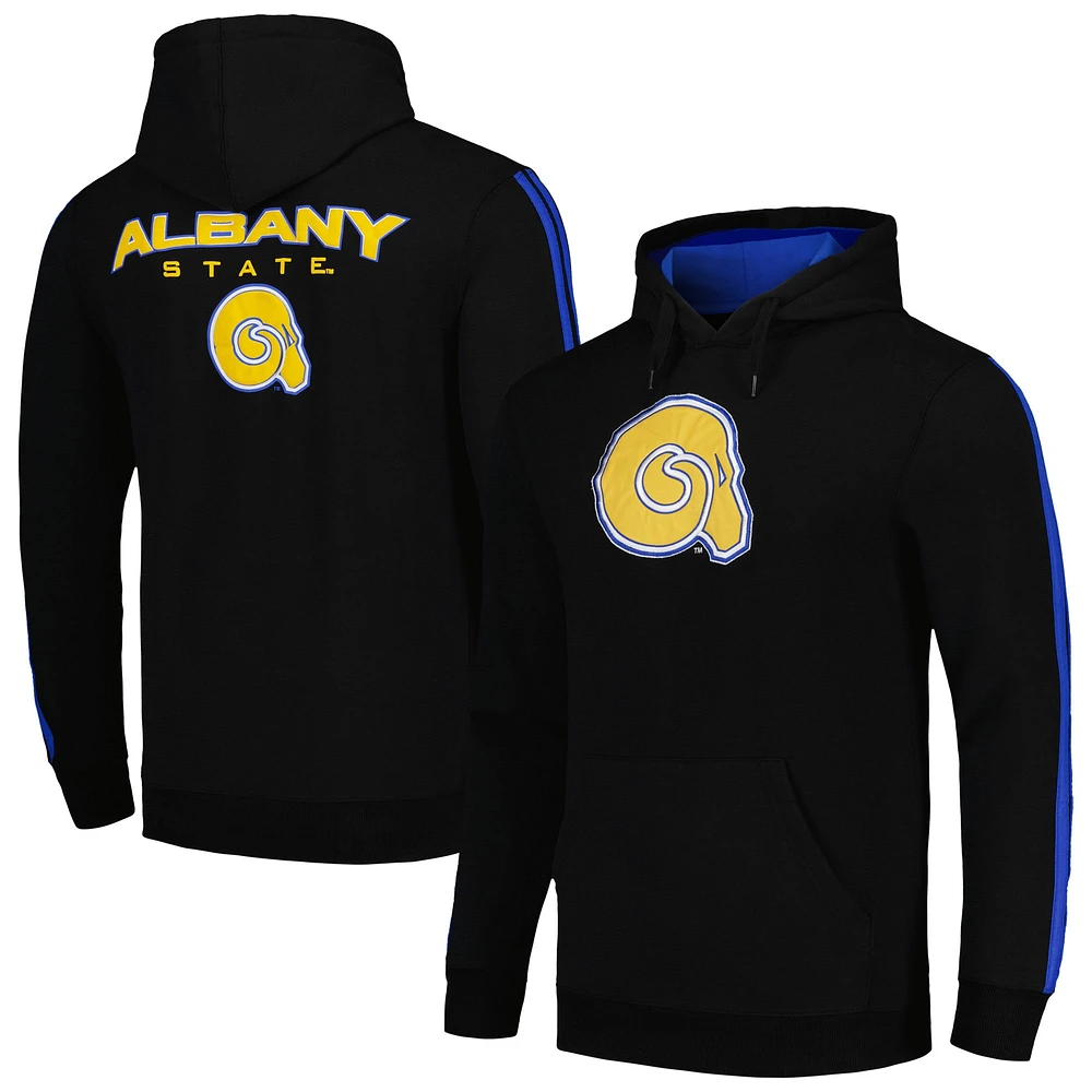 Sweat à capuche surdimensionné rayures FISLL pour hommes, noir, Albany State Golden Rams