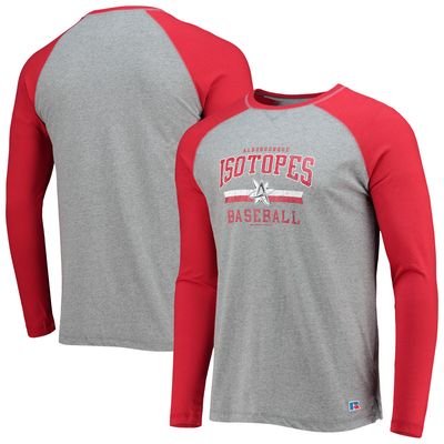 Men's Red/Heathered Gray Albuquerque Isotopes Long Sleeve Baseball T-Shirt