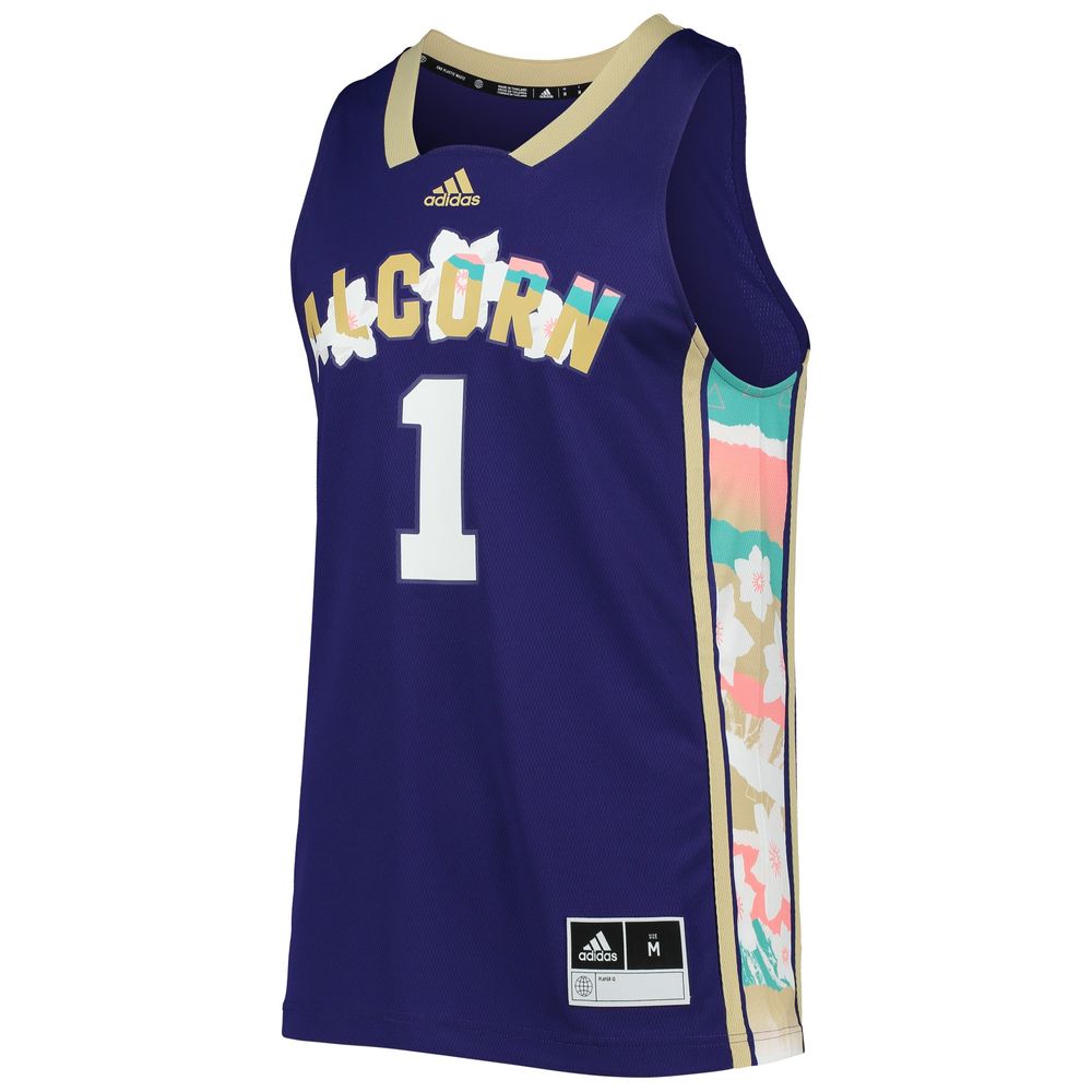 Men's adidas #1 Purple Alcorn State Braves Honoring Black Excellence Replica Basketball Jersey