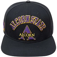 Casquette Snapback Pro Standard noire pour homme avec logo Arch Over des Alcorn State Braves