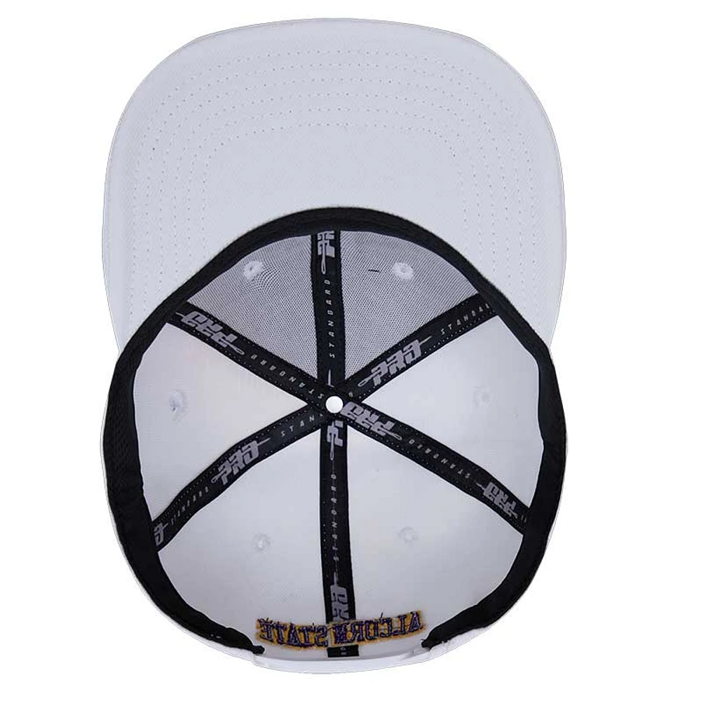 Casquette Snapback en laine Arch Over Pro Standard pour homme Alcorn State Braves blanche