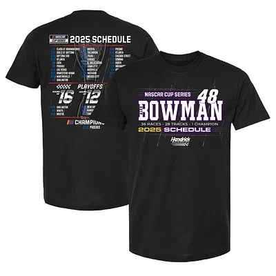 Men's Hendrick Motorsports Team Collection Black Alex Bowman 2025 NASCAR Cup Series Schedule T-Shirt