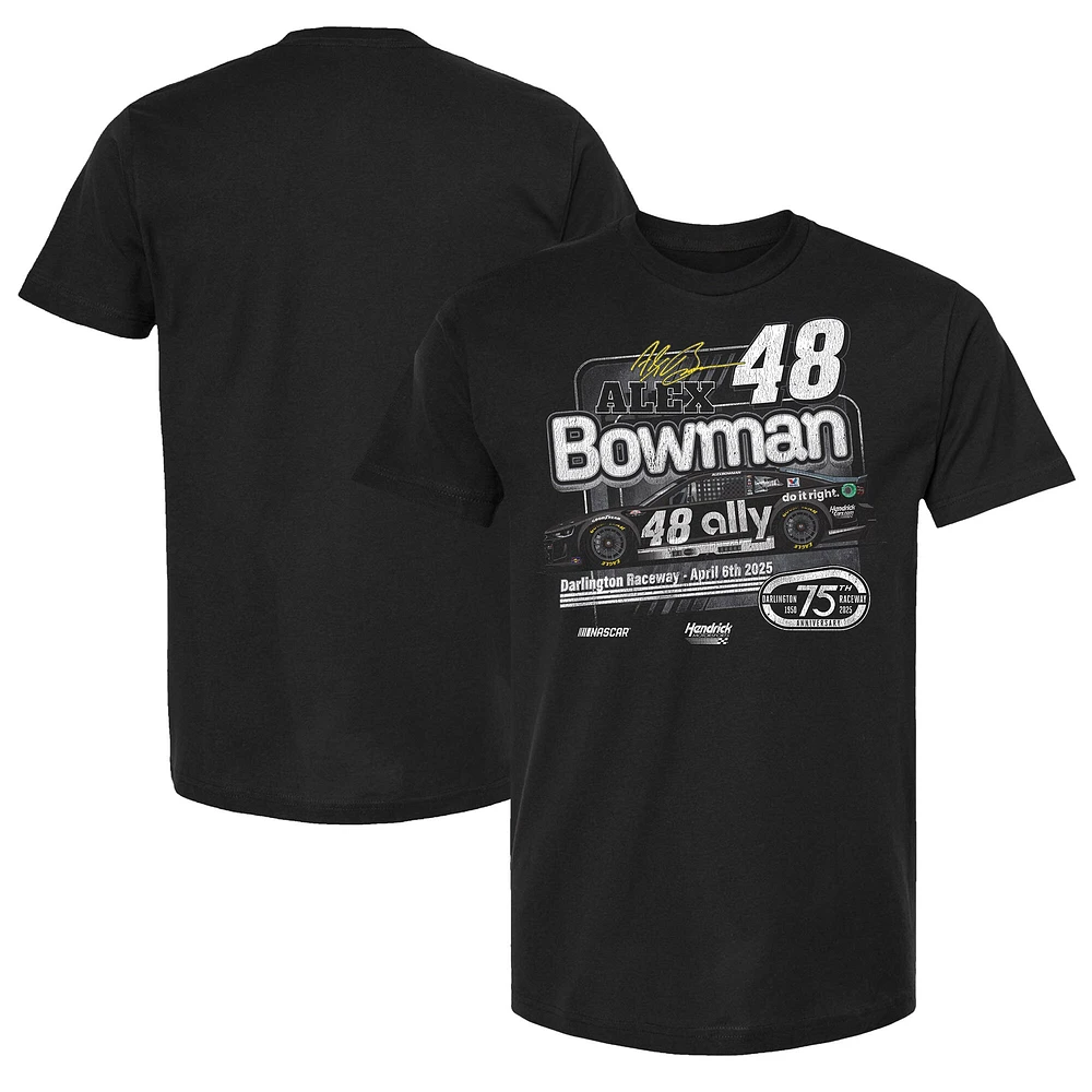 T-shirt rétro noir pour homme de la collection Hendrick Motorsports Team, à l'effigie d'Alex Bowman et d'Ally Darlington.