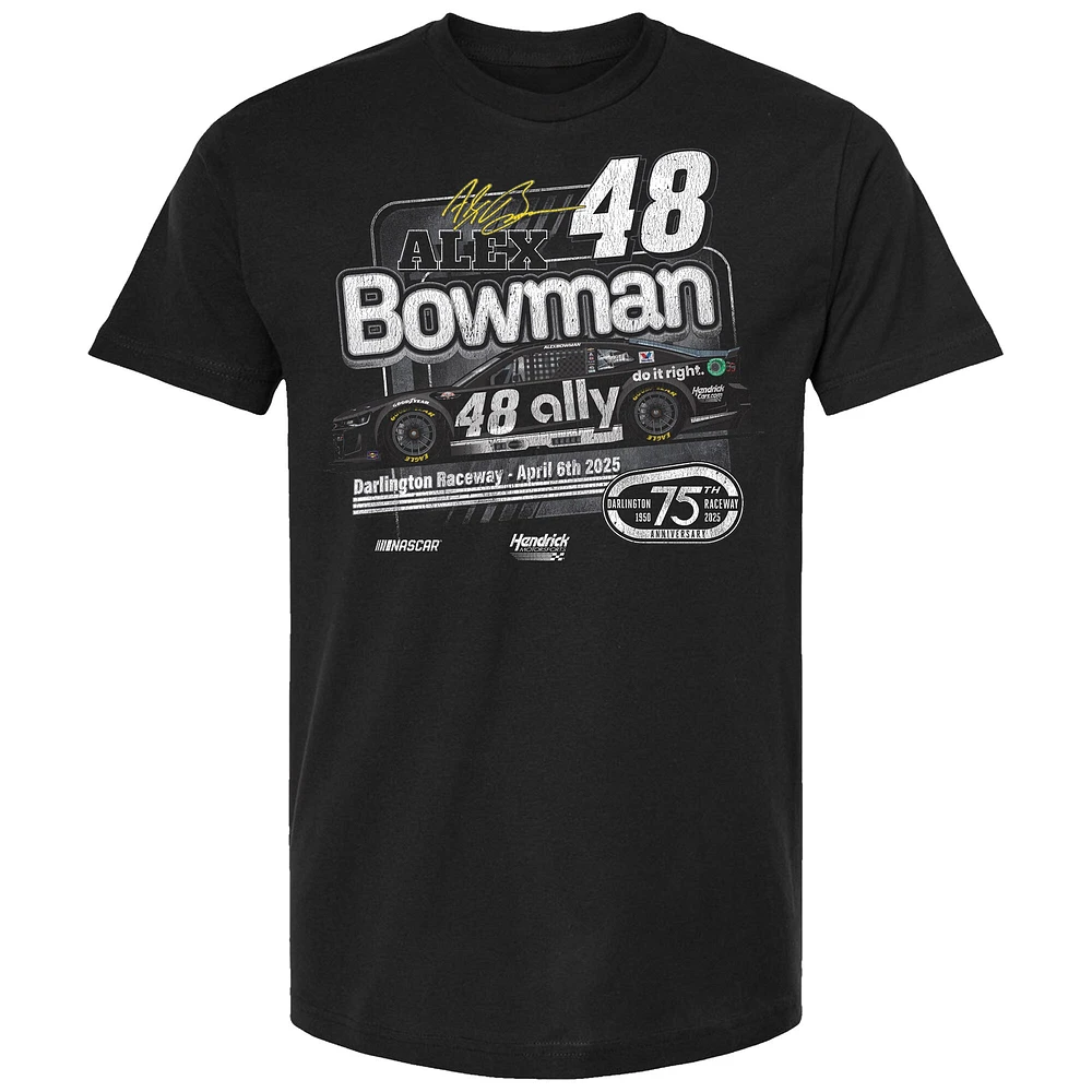 T-shirt rétro noir pour homme de la collection Hendrick Motorsports Team, à l'effigie d'Alex Bowman et d'Ally Darlington.