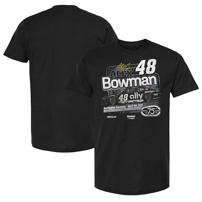 T-shirt rétro noir pour homme de la collection Hendrick Motorsports Team, à l'effigie d'Alex Bowman et d'Ally Darlington.