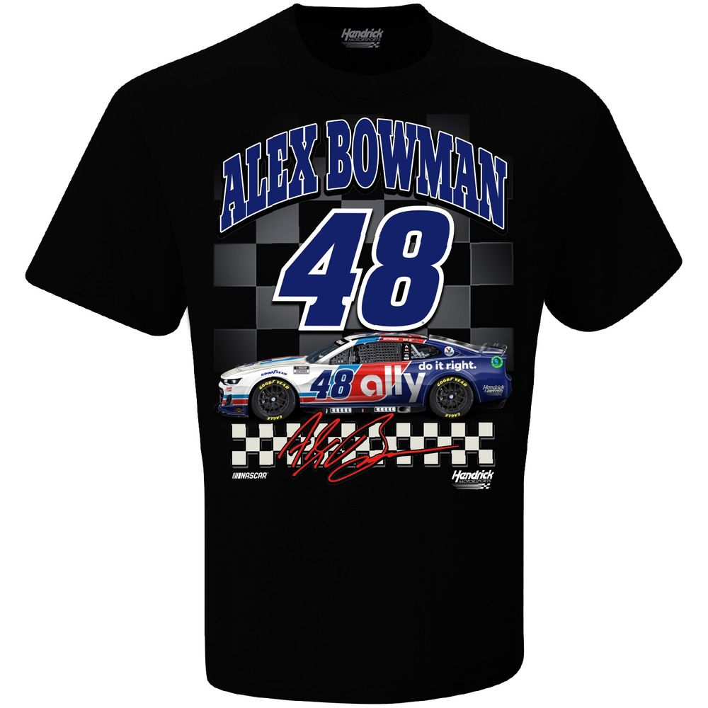 Men's Hendrick Motorsports Team Collection Black Alex Bowman ally Throwback T-Shirt