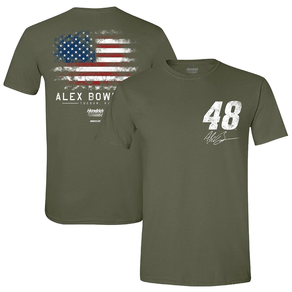 Men's Hendrick Motorsports Team Collection Green Alex Bowman Flag T-Shirt