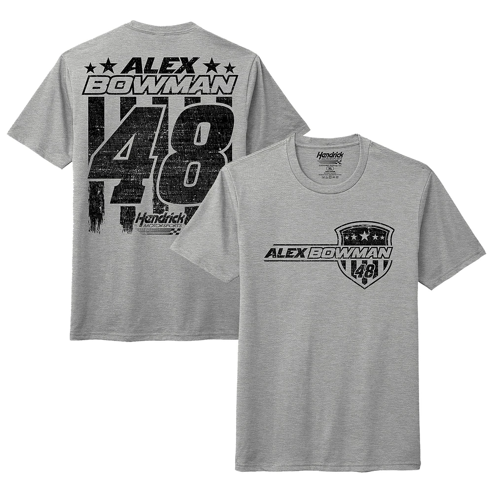 T-shirt patriotique Alex Bowman gris chiné pour homme de la collection Hendrick Motorsports Team