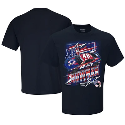 T-shirt de voiture patriotique bleu marine Alex Bowman Ally la collection Hendrick Motorsports Team pour hommes