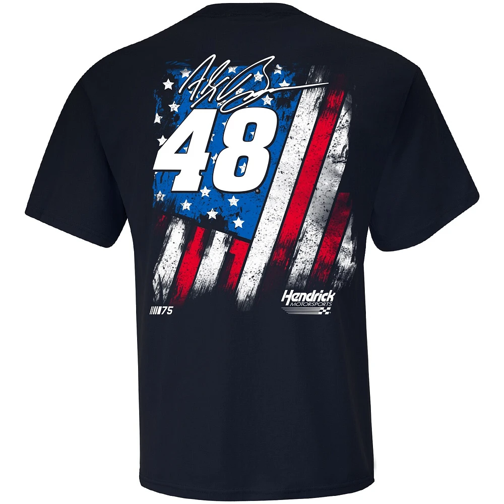 T-shirt à drapeau ton sur exclusif Hendrick Motorsports Team Collection bleu marine Alex Bowman pour homme