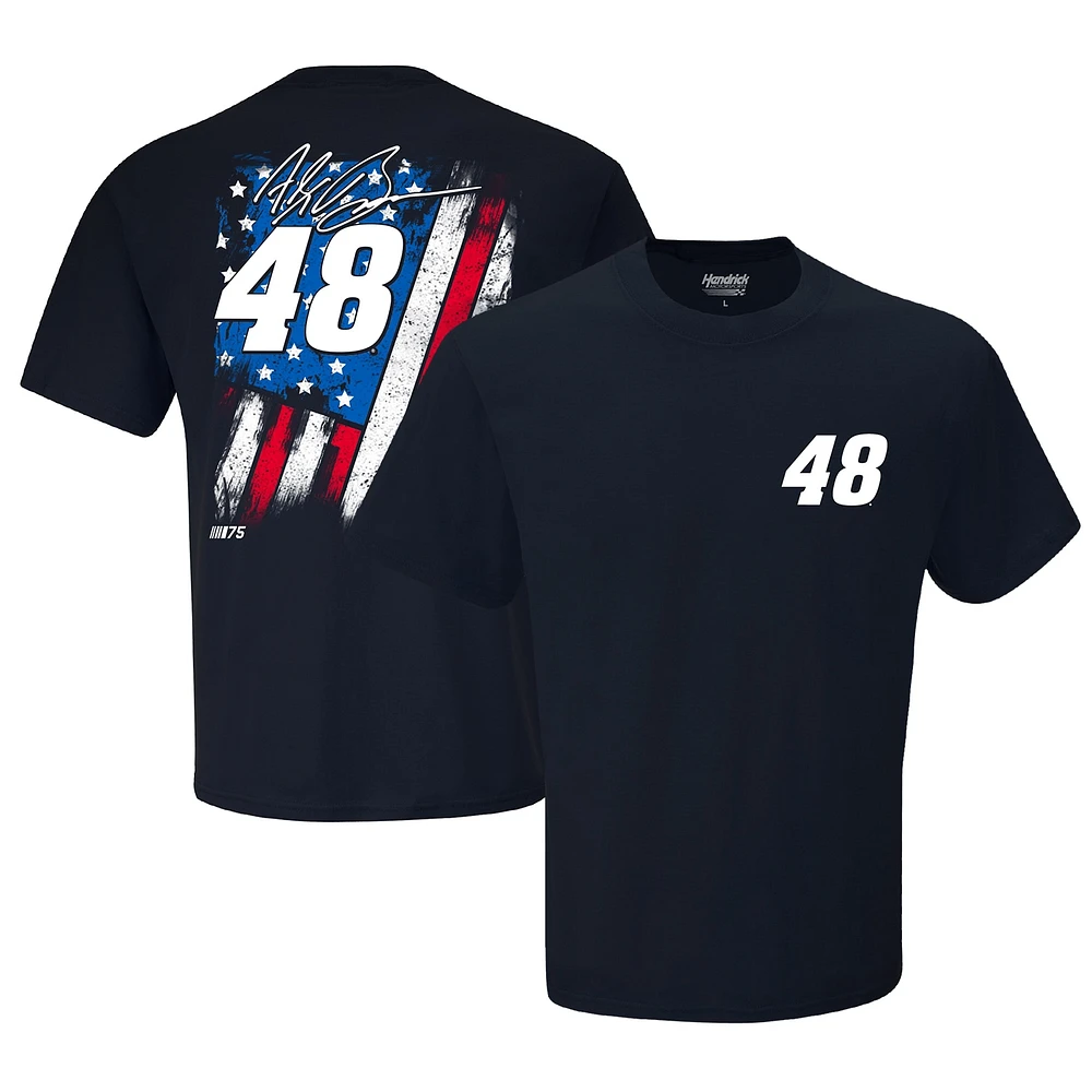 T-shirt à drapeau ton sur exclusif Hendrick Motorsports Team Collection bleu marine Alex Bowman pour homme