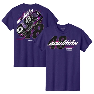 T-shirt violet pour homme de la collection Hendrick Motorsports Team avec voiture Alex Bowman