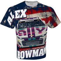 Men's Hendrick Motorsports Team Collection White Alex Bowman Ally Sublimated Patriotic Total Print T-Shirt