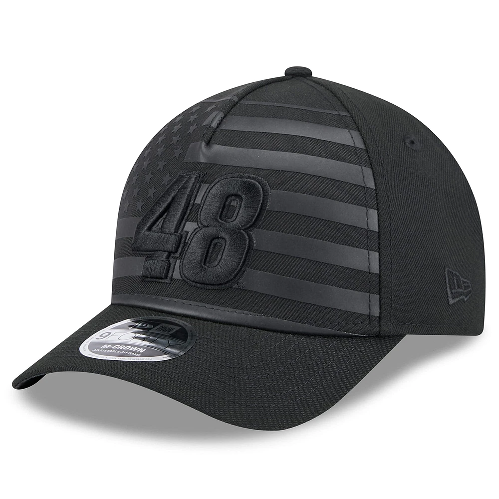 Casquette ajustable A-Frame Alex Bowman noire New Era pour homme avec drapeau américain 9FORTY M-Crown