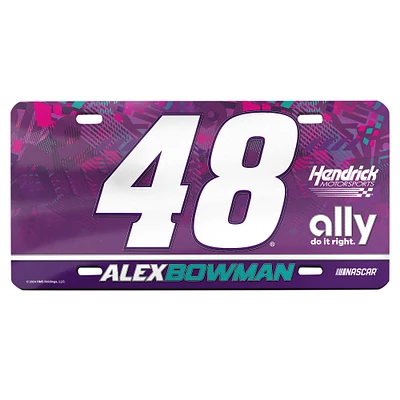 Plaque d'immatriculation en acrylique WinCraft Alex Bowman